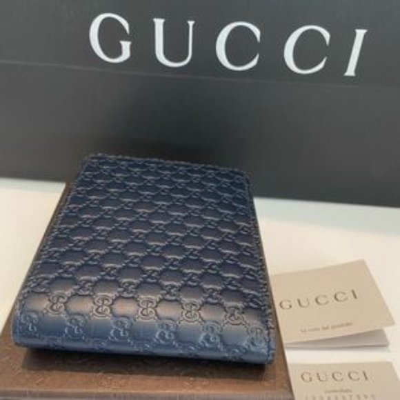 Men's Wallet: New Navy Blue Micro Leather 100% - Picture 5 of 8